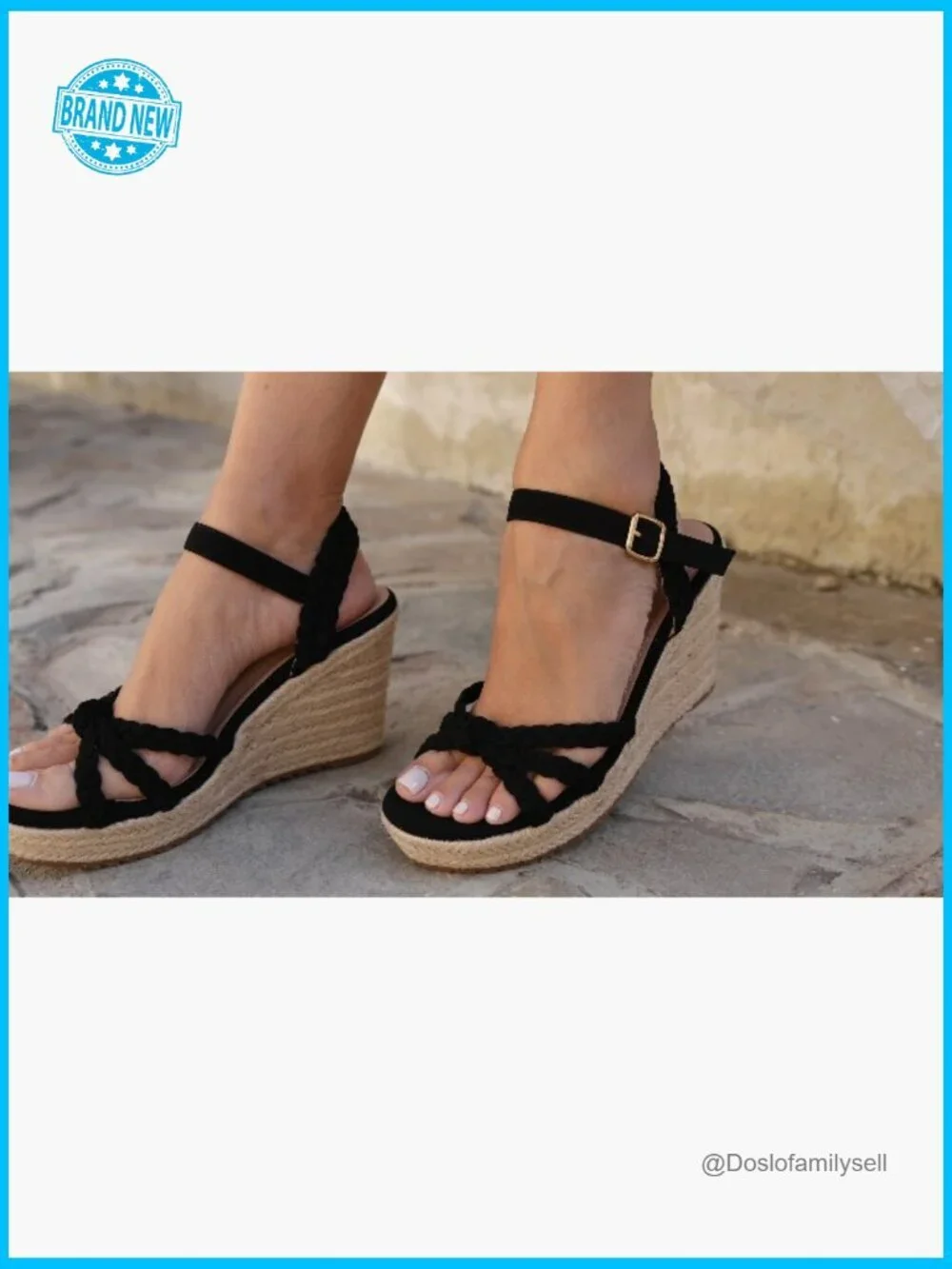 Wedge Sandals Espadrilles Braided Knot Ankle Strap Summer Heels Platform